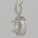 Sterling Silver Semi Mount Pendant Setting Round RD 6x6mm Halo with CZ - Syzjewelry